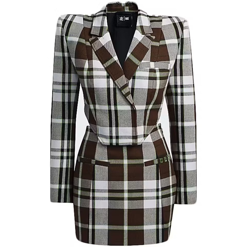 Adidas Ivy Park Brown and White Plaid Women's 2-piece Dress, NWT